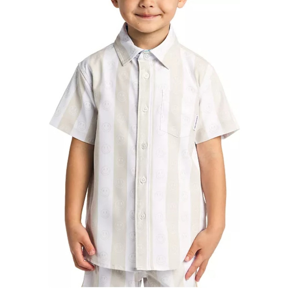 Print Button Down Shirt Size 3T-Sovereign Code Big Boys Striped Smile